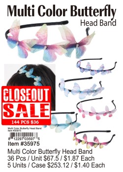 Multi Color Butterfly Head Band
